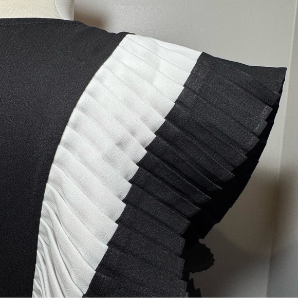 FAB’RIK Sleeveless Ruffle Accent Blouse BLACK-WHITE / SMALL - Picture 9 of 12